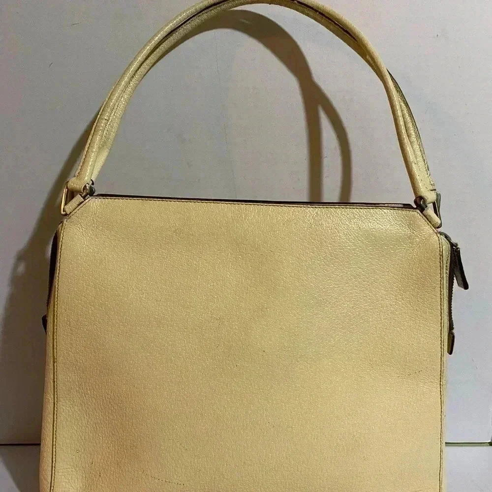 Prada vintage beige cream leather handle handbag